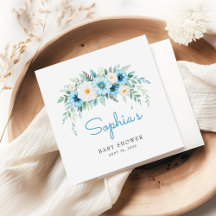 Dusty Blue Floral Baby Dusche Party
