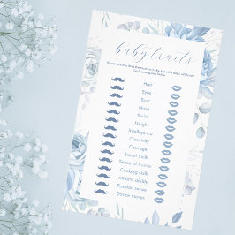 Dusty Blue Floral Baby Tracks Game Flyer