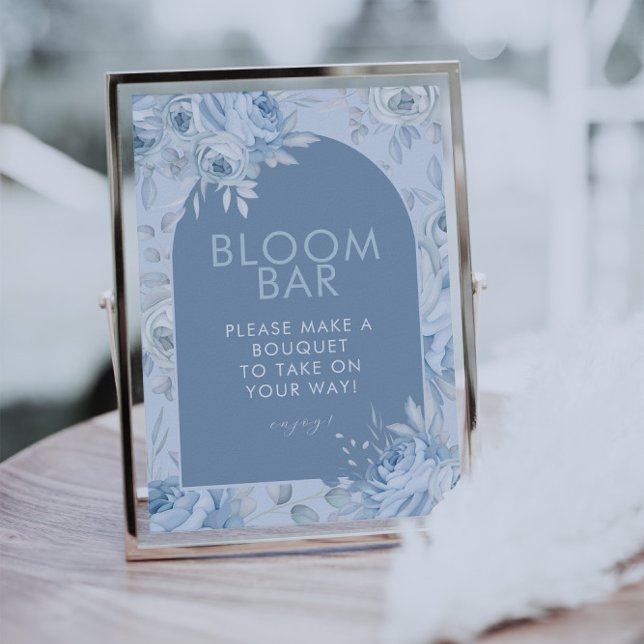 Dusty Blue Floral Bloom Bar Sign Poster (Von Creator hochgeladen)