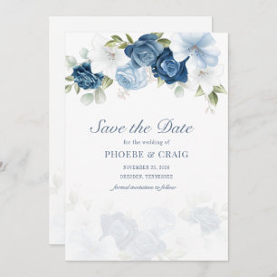 Dusty Blue Floral Bloom Eukalyptus Sukkulent Save The Date
