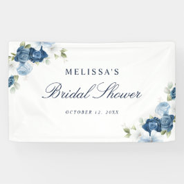 Dusty Blue Floral Bloom Script Brautparty Banner