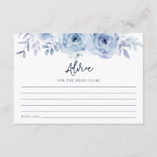 Dusty Blue Floral Blume Brautparty Advice Card Begleitkarte