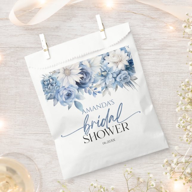 Dusty Blue Floral Blume Brautparty Geschenktütchen (Ausgeschnitten)