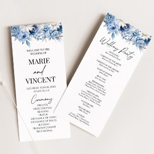 Dusty Blue Floral Blume Garden Wedding Programm