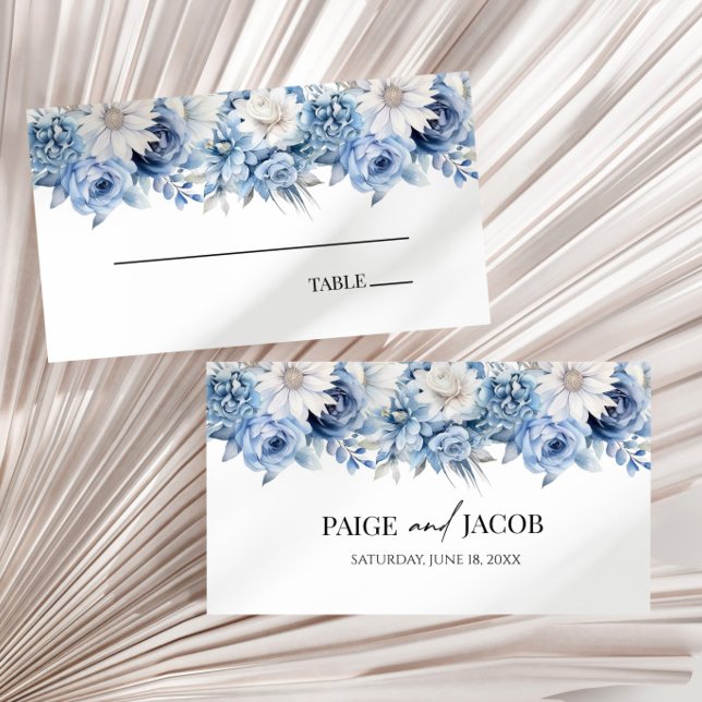 Dusty Blue Floral Blume Hochzeit Platzkarte (Von Creator hochgeladen)