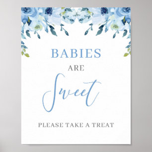 Dusty Blue Floral Boho Babies sind süßes Zeichen Poster