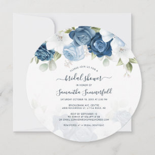 Dusty Blue Floral Botanical Brautparty Einladung