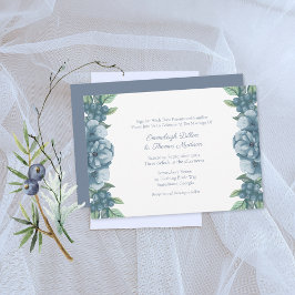 Dusty Blue Floral Botanical Wedding Einladung