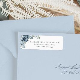 Dusty Blue Floral Botanical Wedding Rücksendeadres