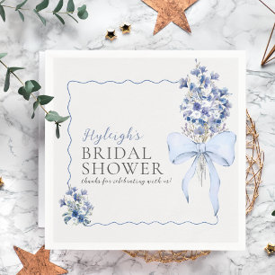 Dusty Blue Floral Bow Calla Lily Brautparty Serviette