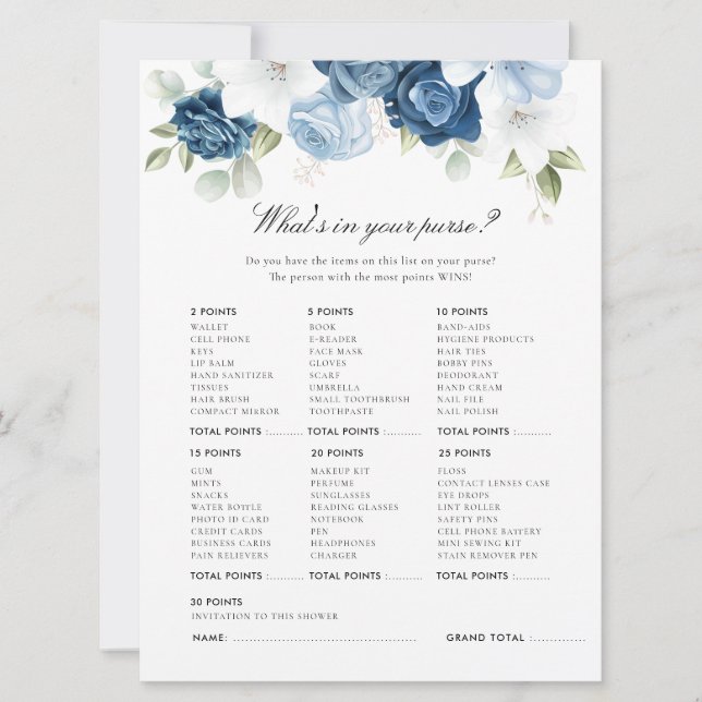 Dusty Blue Floral Brautparty (Vorderseite)