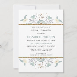Dusty Blue Floral Brautparty Einladung