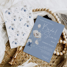 Dusty Blue Floral Brautparty Einladung