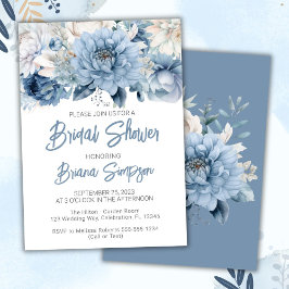Dusty Blue Floral Brautparty Einladung