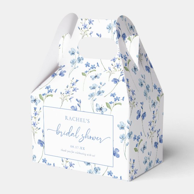 Dusty Blue Floral Brautparty Fevor Boxes Geschenkschachtel (Vorderseite)