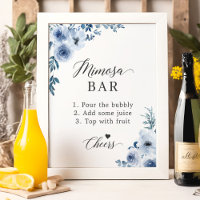 Dusty Blue Floral Brautparty Mimosa Bar Sign