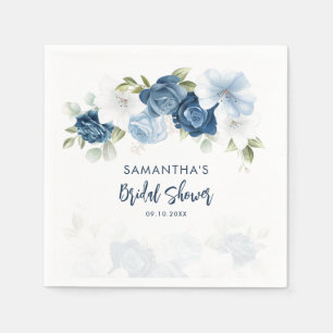Dusty Blue Floral Brautparty Personalisiert Paper Serviette