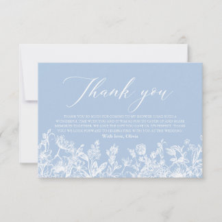 Dusty Blue Floral Brautparty Vielen Dank Einladung