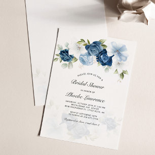 Dusty Blue Floral Bridal Dusche Einladung