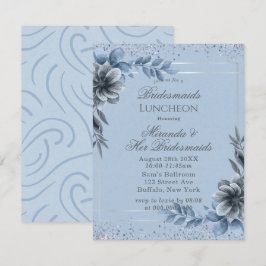 Dusty Blue Floral Bridesmaids Luncheon Invites Einladung