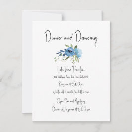 Dusty Blue Floral Charm Hochzeitdetails Einladung