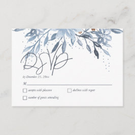 Dusty Blue Floral Chic Script Winter Theme UAWG Begleitkarte