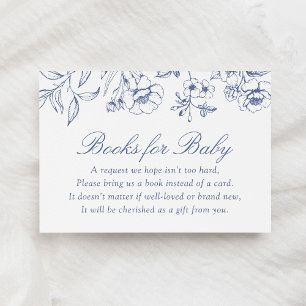 Dusty Blue Floral Chinoiserie Bücher für Baby Begleitkarte