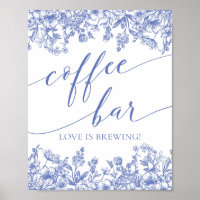 Dusty Blue Floral Coffee Bar ist Brewing Sign