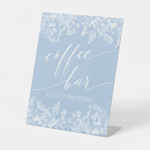 Dusty Blue Floral Coffee Bar ist Brewing Sign Sockelschild