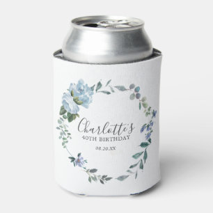 Dusty Blue Floral Custom 40. Geburtstag Custom Dosenkühler