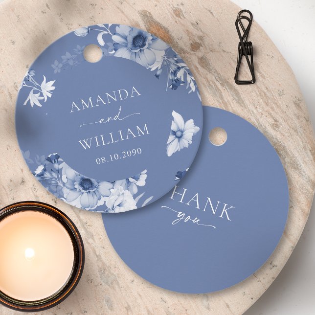 Dusty Blue Floral "Danke" Geschenkanhänger (Von Creator hochgeladen)