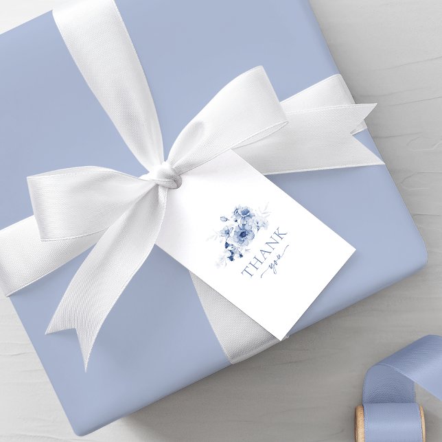 Dusty Blue Floral "Danke" Geschenkanhänger (Von Creator hochgeladen)