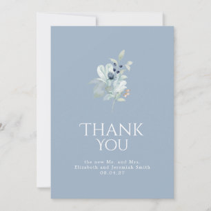 Dusty Blue Floral Dankeschön Card - Eleganter Mini Einladung