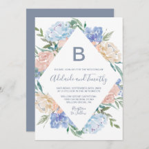 Dusty Blue Floral Diamond Monogramm die Hochzeit v