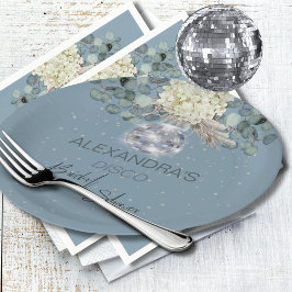 Dusty Blue Floral Disco Ball Brautparty Pappteller