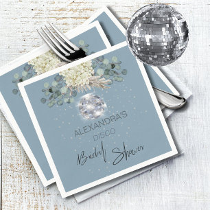 Dusty Blue Floral Disco Ball Brautparty Serviette