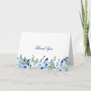 Dusty Blue Floral Elegant geklappt Vielen Dank Karte