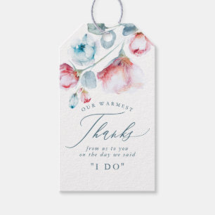 Dusty Blue Floral Elegant Wedding Danke Geschenkanhänger
