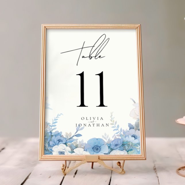 Dusty Blue Floral Elegante Hochzeiten Tischnummern (Von Creator hochgeladen)