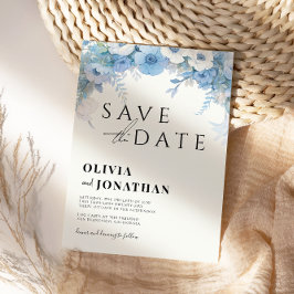 Dusty Blue Floral Elegante Wedding Save The Date