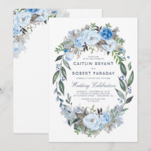 Dusty Blue Floral Elegantes Wasserfarbenhochzeit