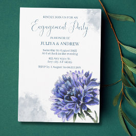 Dusty Blue Floral Engagement Party Einladung