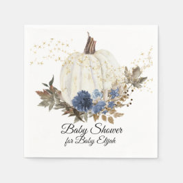 Dusty Blue Floral Fall Pumpkin Gold Baby Dusche Serviette