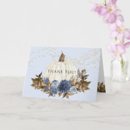 Dusty Blue Floral Fall Pumpkin Gold Star Vielen Da Karte