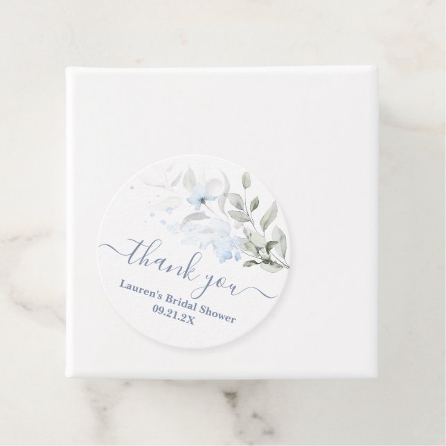 Dusty Blue Floral Favor Tags Geschenkanhänger (Beispiel)