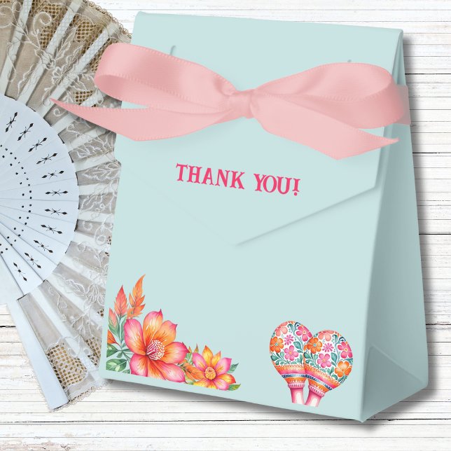 Dusty Blue Floral Fiesta Mexican Baby Shower Geschenkschachtel (Von Creator hochgeladen)