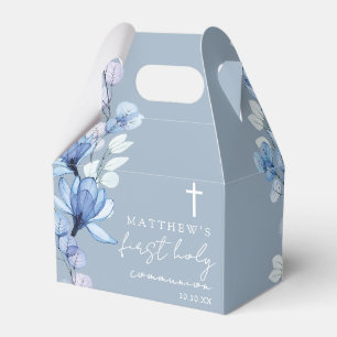 Dusty Blue Floral First Heilige Kommunion Geschenkschachtel