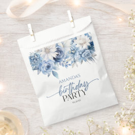 Dusty Blue Floral Flowers Birthday Party Geschenktütchen