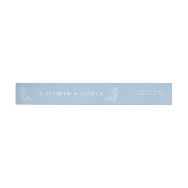Dusty Blue Floral Fusion Wraparound Address Label (Person)