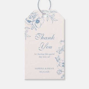 Dusty Blue Floral Garden Wedding Vielen Dank Geschenkanhänger